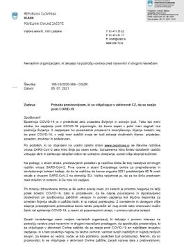 Pobuda prostovoljcem s strani Civilne zaščite, da se cepijo